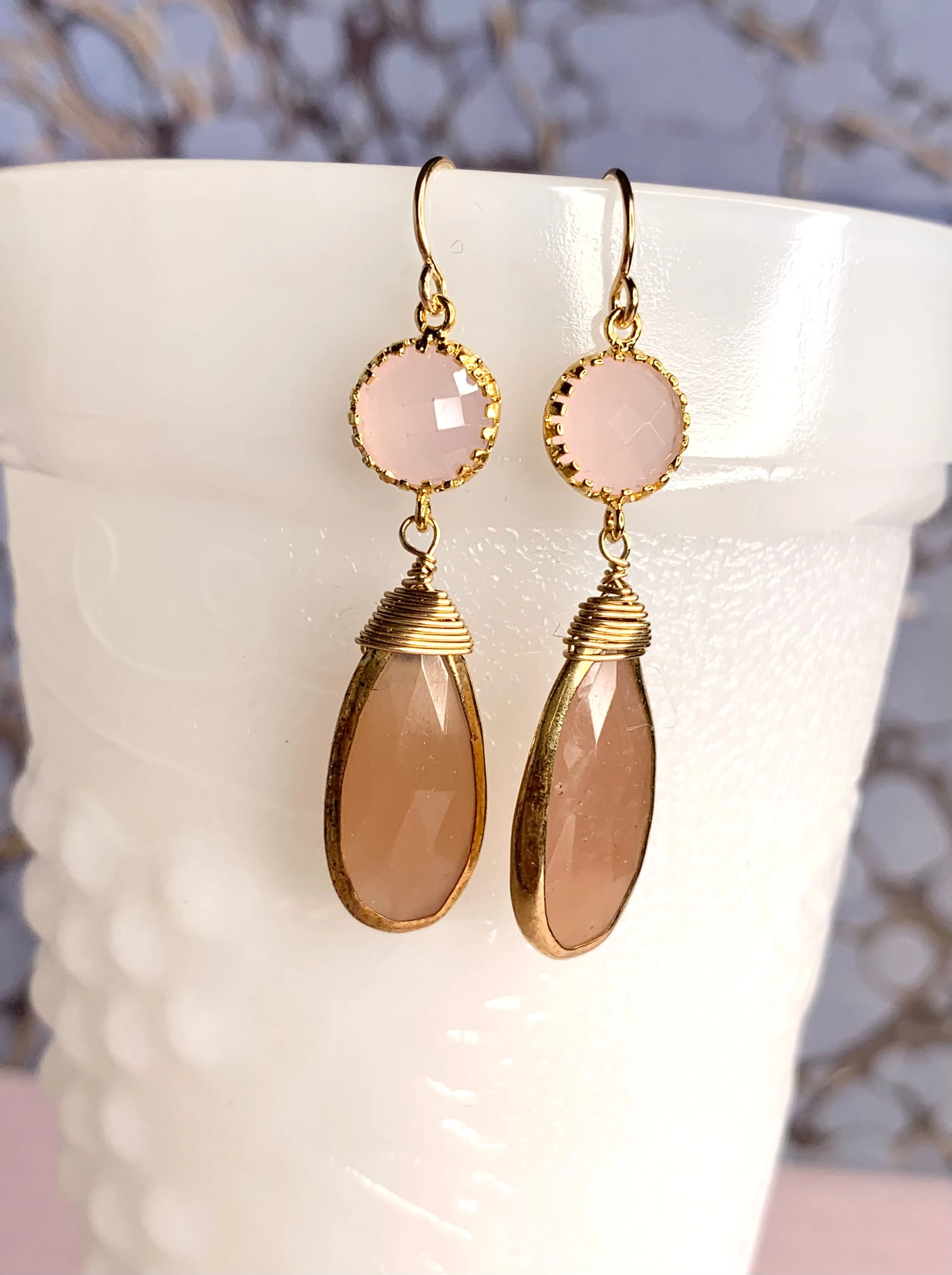 #044 Brown moonstone and rose quartz