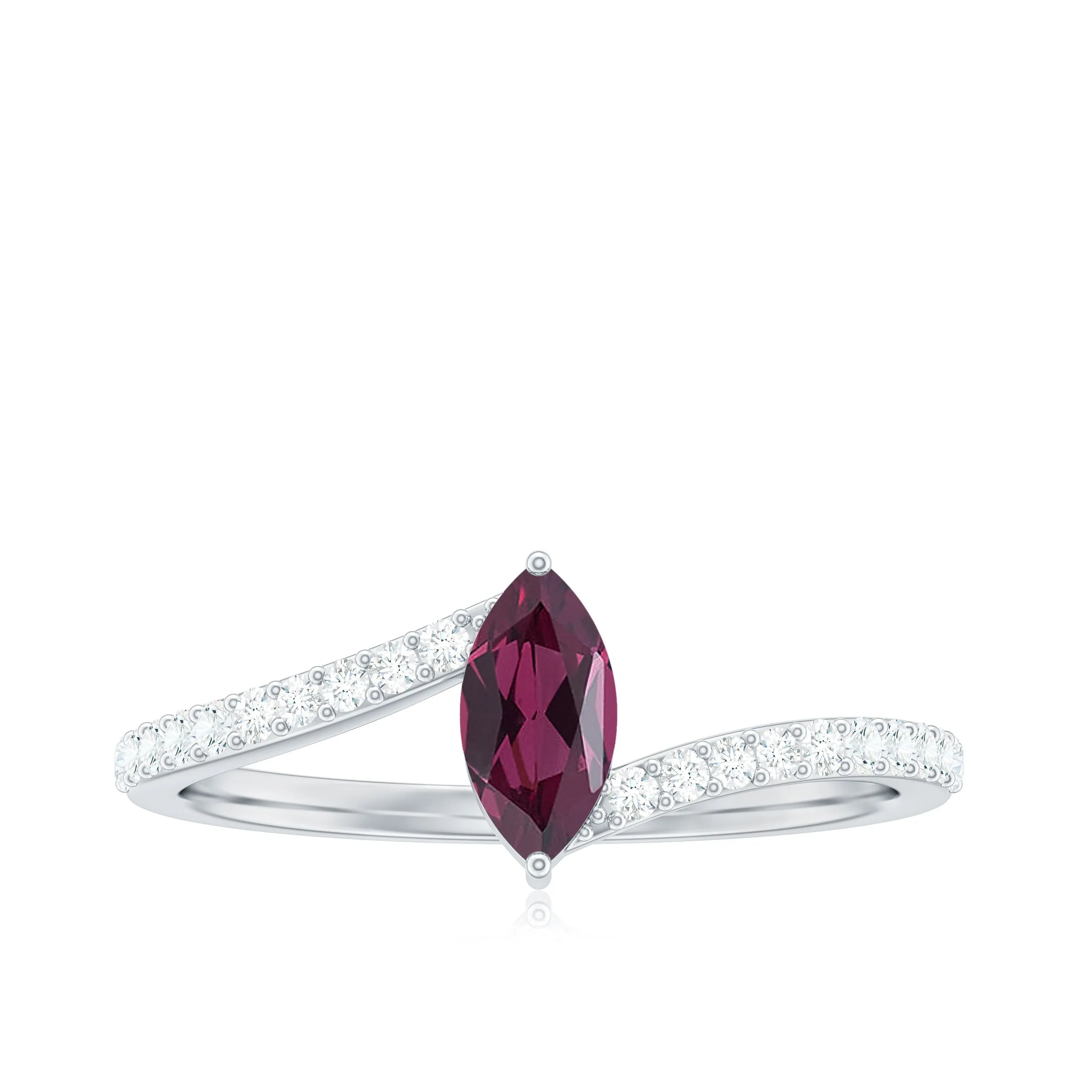 0.75 CT Bypass Rhodolite Minimal Ring with Diamond Accent