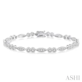 1 1/6 Ctw Marquise & Hexagonal Mount Round Cut Diamond Bracelet in 14K White Gold