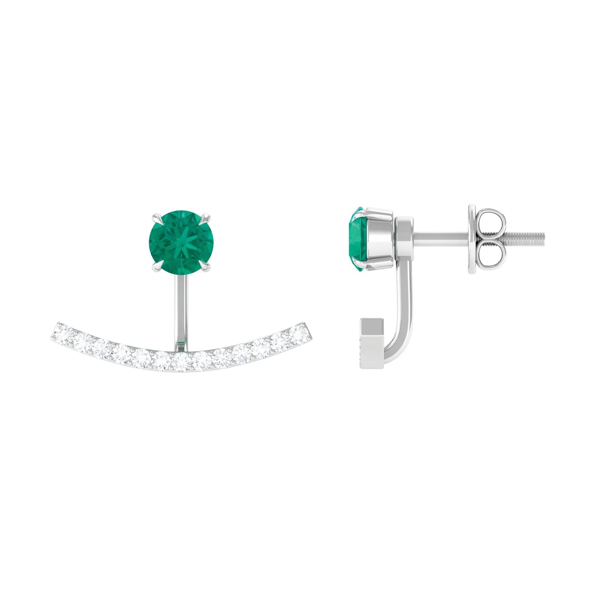 1 CT Classic Emerald and Diamond Jacket Earrings