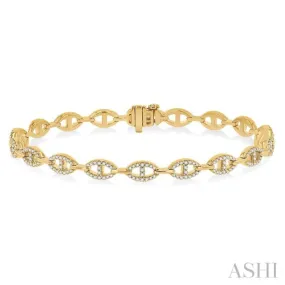 1 Ctw Divided Open Link Round Cut Diamond Bracelet in 14K Yellow Gold