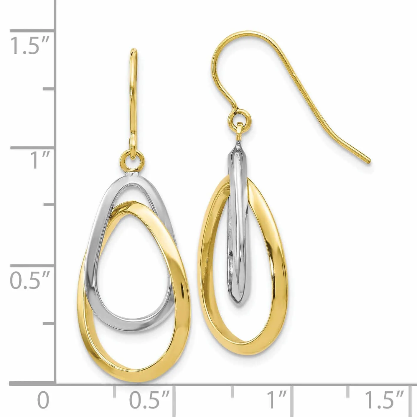 10k Two Tone Gold Shepherd Hook Earrings