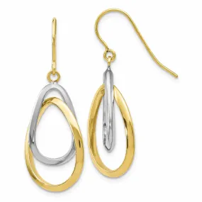 10k Two Tone Gold Shepherd Hook Earrings