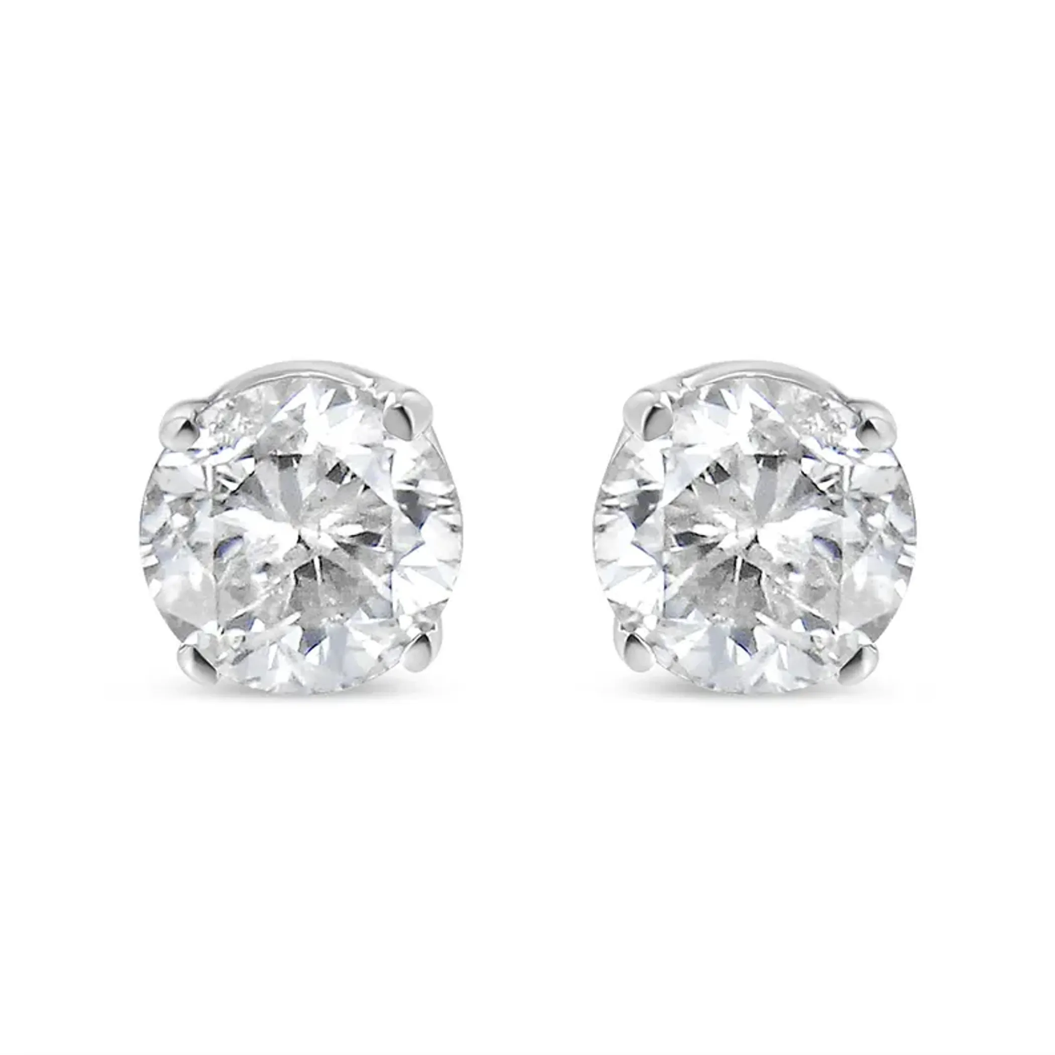 10K White Gold 1/4 Cttw Round Brilliant-Cut Near Colorless Near Colorless Diamond Classic 4-Prong Stud Earrings (I-J Color, SI1-SI2 Clarity)