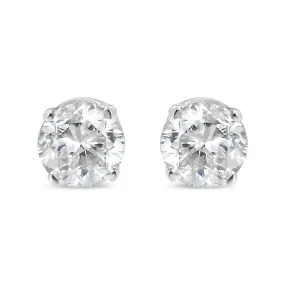 10K White Gold 1/4 Cttw Round Brilliant-Cut Near Colorless Near Colorless Diamond Classic 4-Prong Stud Earrings (I-J Color, SI1-SI2 Clarity)