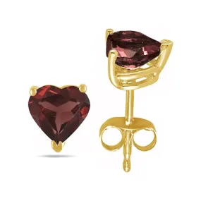 10k Yellow Gold Plated 1/2 Carat Heart Created Garnet Sapphire Stud Earrings