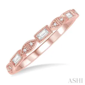 1/10 Ctw Baguette & Round Cut Diamond Stackable Band in 14K Rose Gold