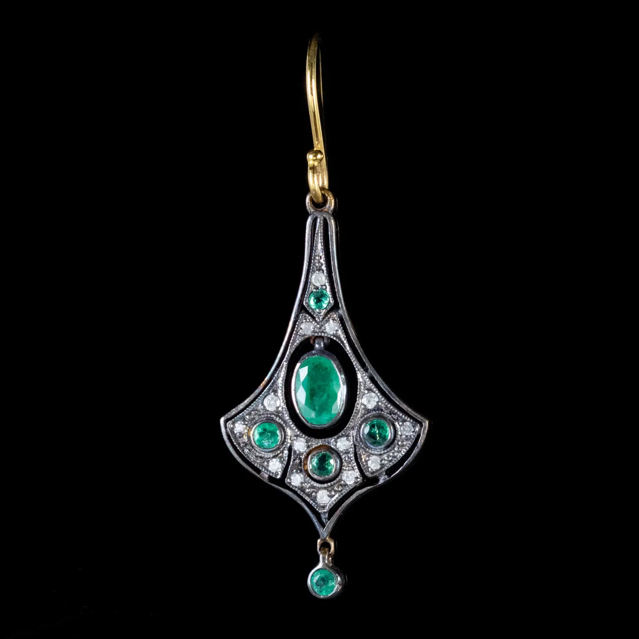 1.2Ct Emerald Diamond Dangle Earrings 9Ct Gold Silver