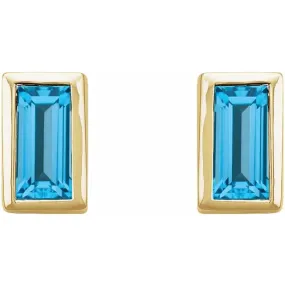 14K Gold 0.28 CTW London Blue Topaz Bezel-Set Earrings