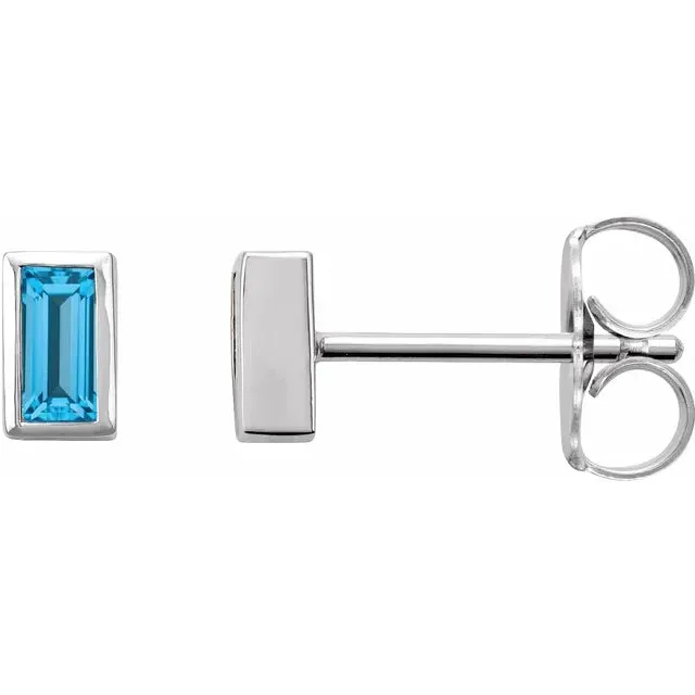 14K Gold 0.28 CTW London Blue Topaz Bezel-Set Earrings