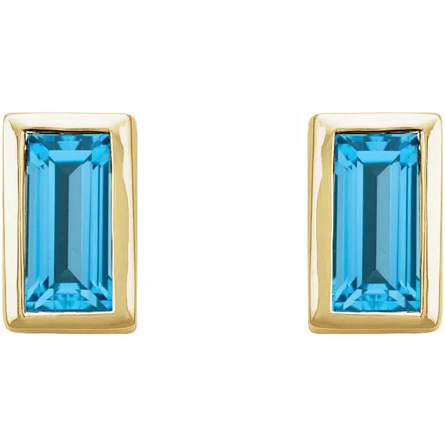 14K Gold 0.28 CTW London Blue Topaz Bezel-Set Earrings