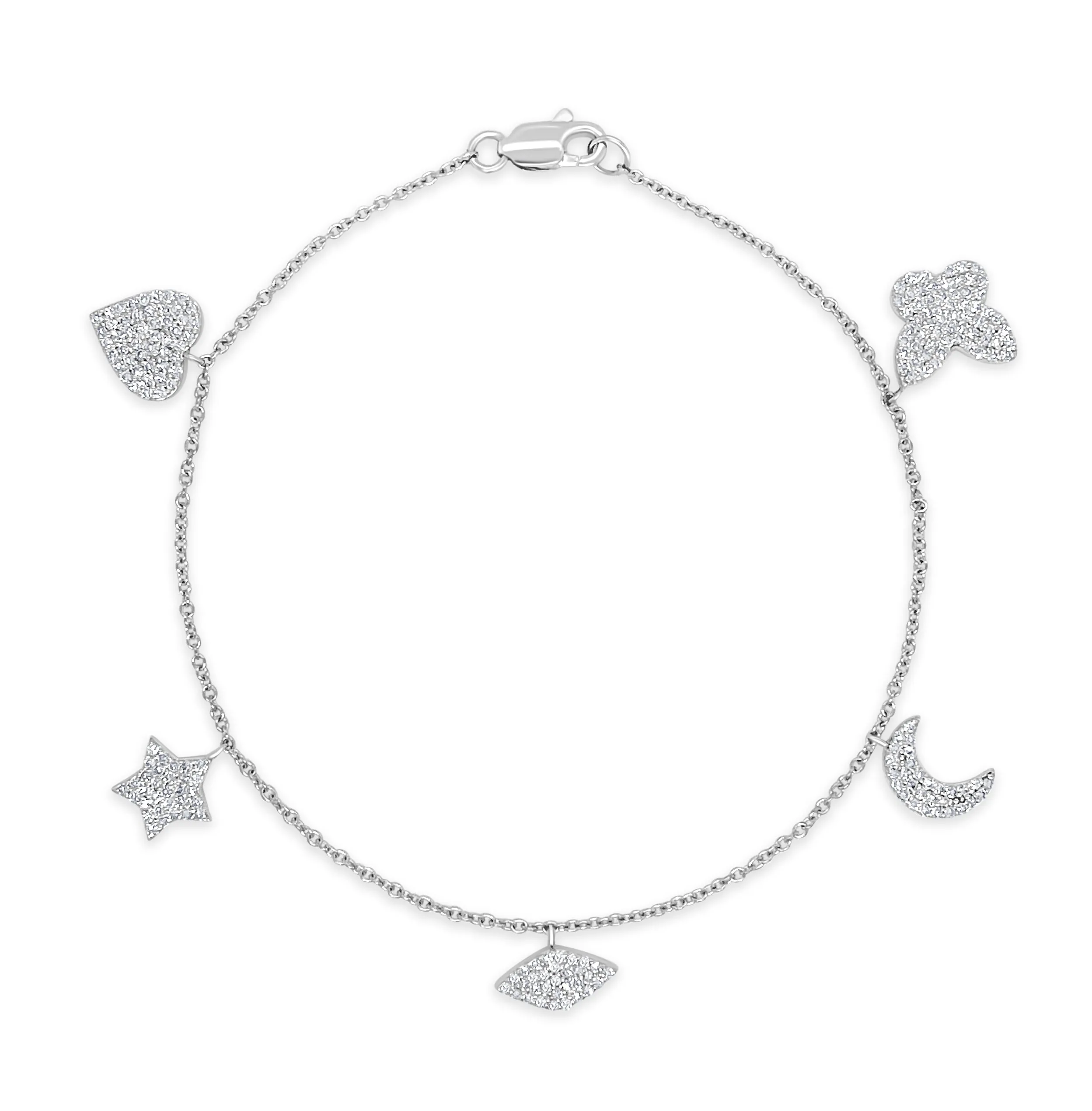 14k Gold & Diamond Charm Bracelet - 0.58ct