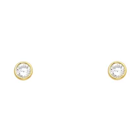 14K Gold Birthstone CZ Stud Earrings (5mm)