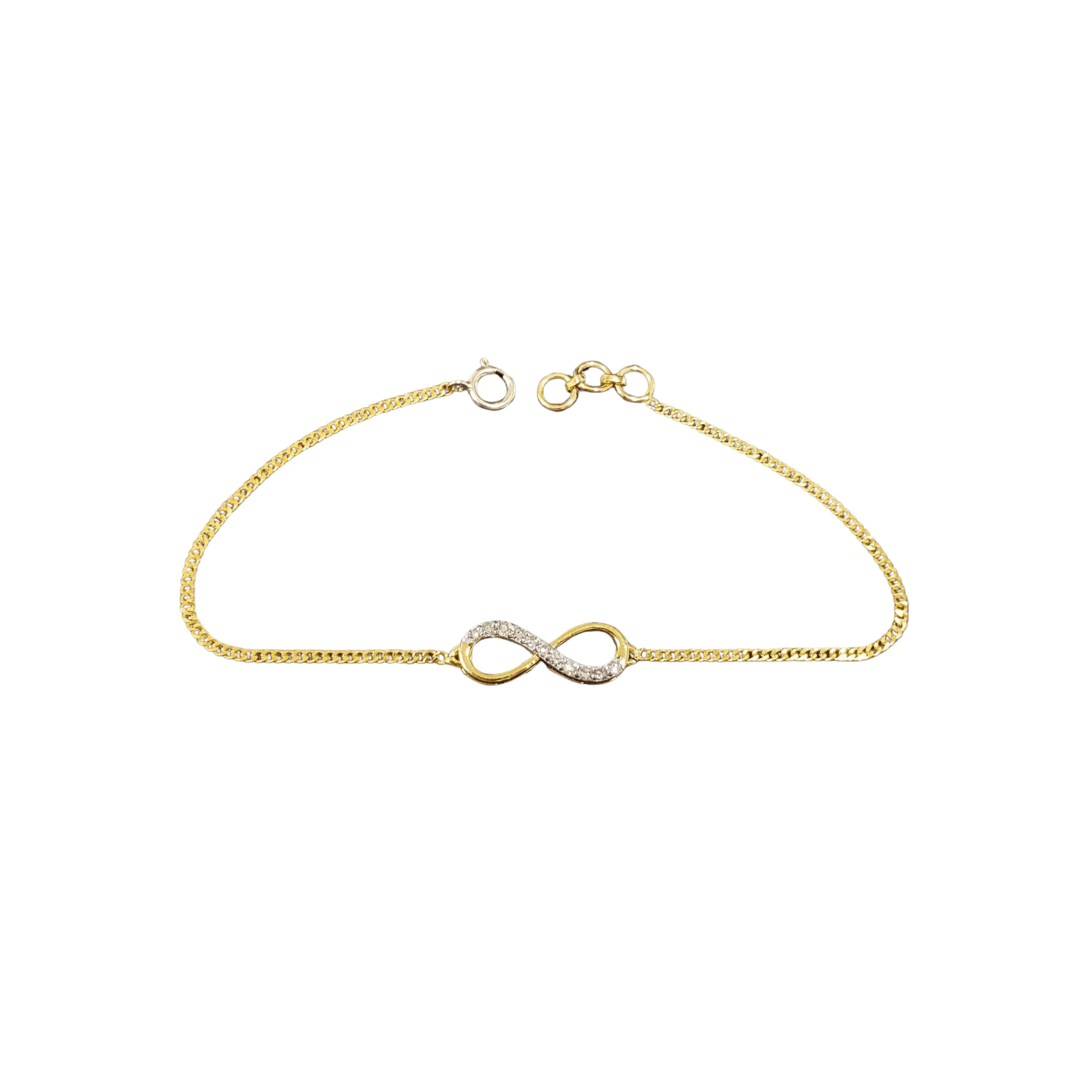 14k Gold Diamond Bracelet Infinity Shape Minimalistic Design