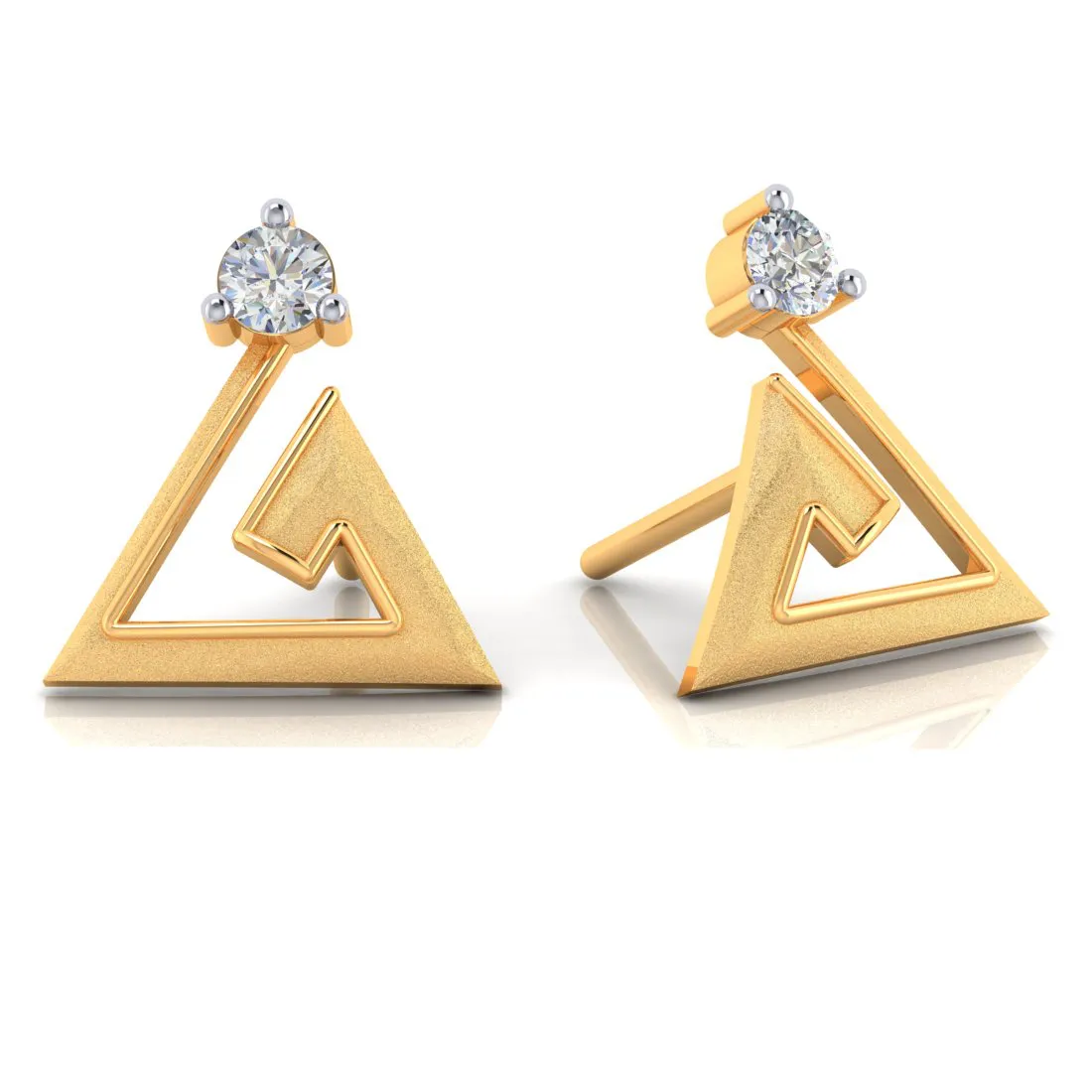 14k Intricate Design Gold With American Diamond Earrings