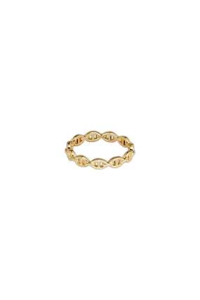 14K Solid Gold 3D Anchor Chain Linked Stackable Ring