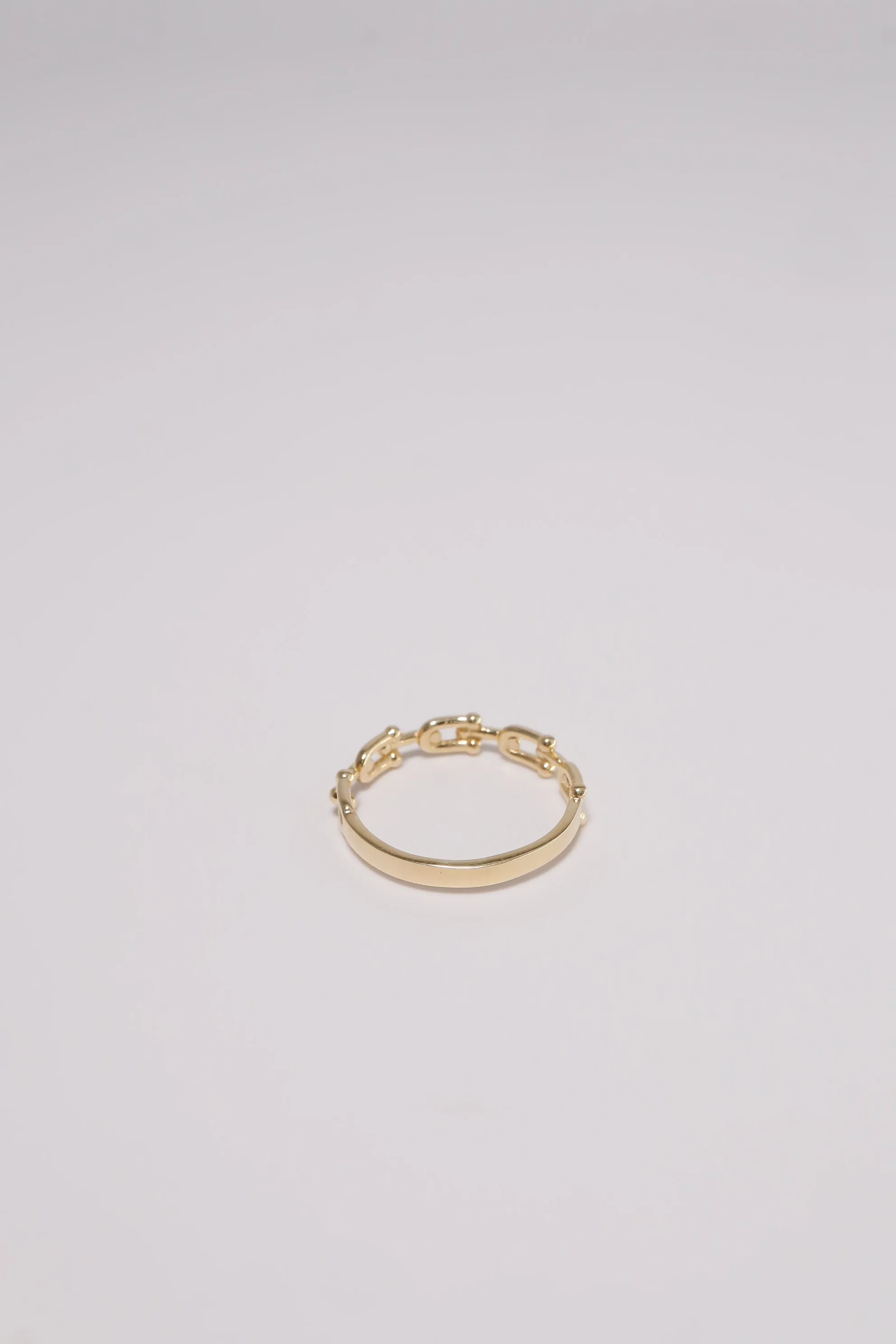 14K Solid Gold TY Linked Chain Stackable Dainty Ring