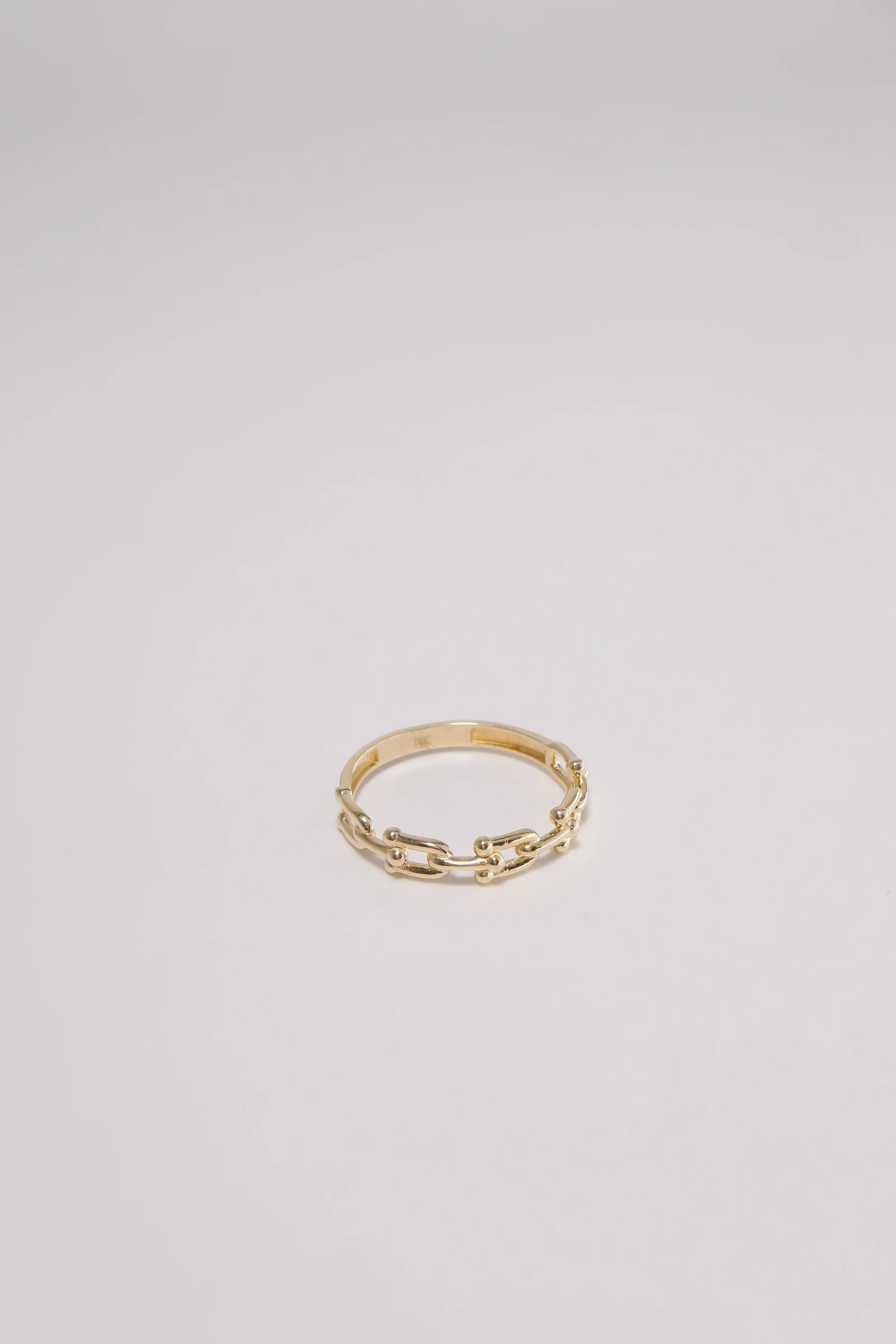 14K Solid Gold TY Linked Chain Stackable Dainty Ring