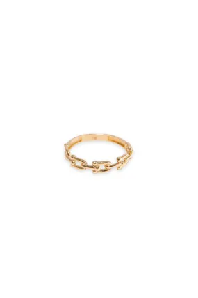 14K Solid Gold TY Linked Chain Stackable Dainty Ring