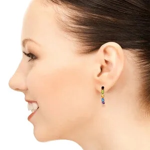 14K Solid Rose Gold Earrings w/ Natural Multicolor Gemstones