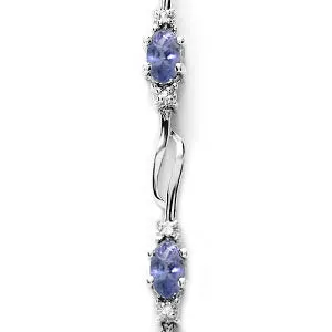 14K Solid White Gold Tennis Bracelet w/ Tanzanite & Diamonds