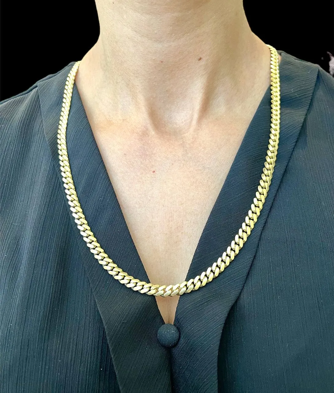 14k Solid Yellow Gold Mens Miami Cuban Link Chain Necklace 26 in 7 MM