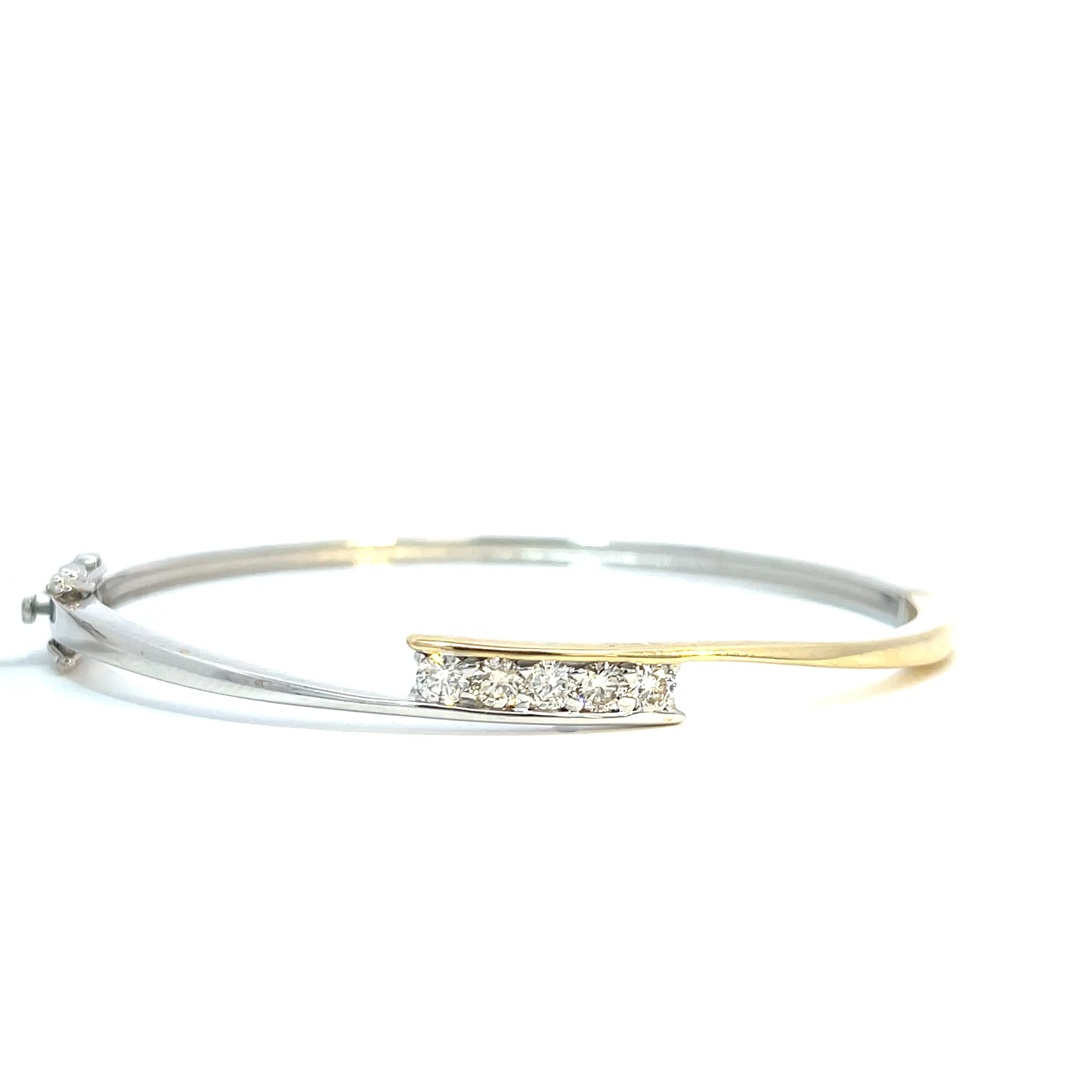 14K Two Tone Journey Diamond Bangle