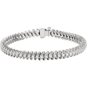 14K White 1 1/4 CTW Diamond Line 7.25" Bracelet