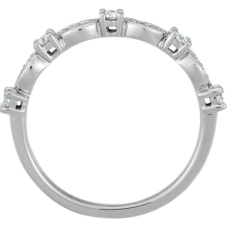 14K White 1/5 CTW Natural Diamond Stackable Ring