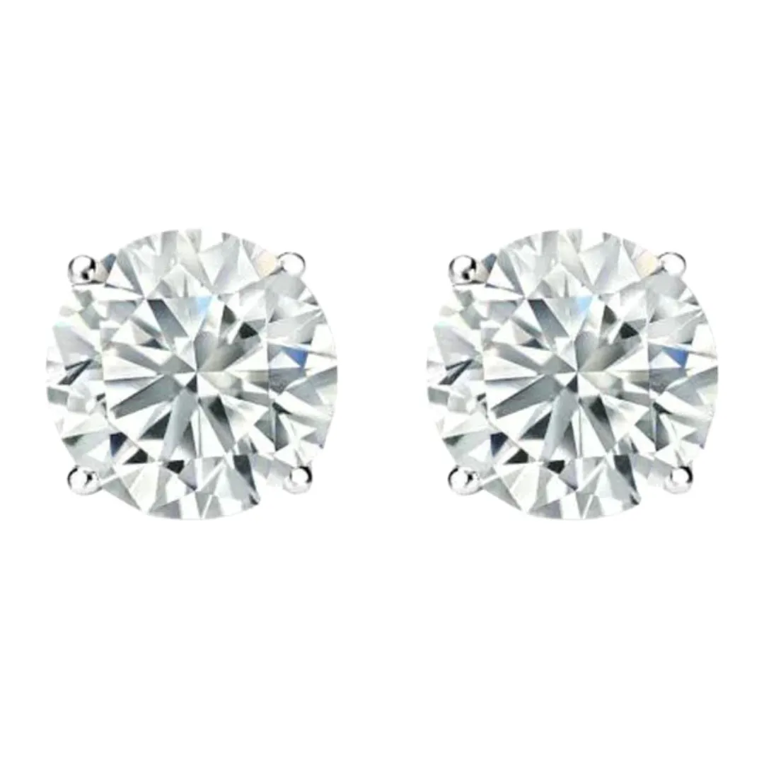 14k White and Rose Gold 1/4 Carat Solitaire Created Diamond 2 Pair Round and Princess Stud Earrings