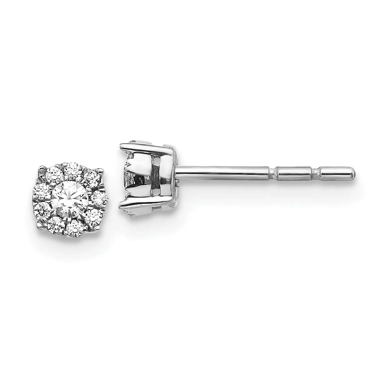 14k White Gold Diamond Cluster Post Stud  Earrings