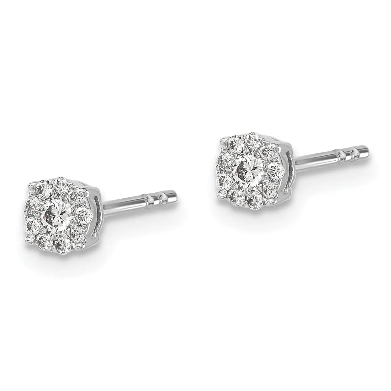 14k White Gold Diamond Cluster Post Stud  Earrings