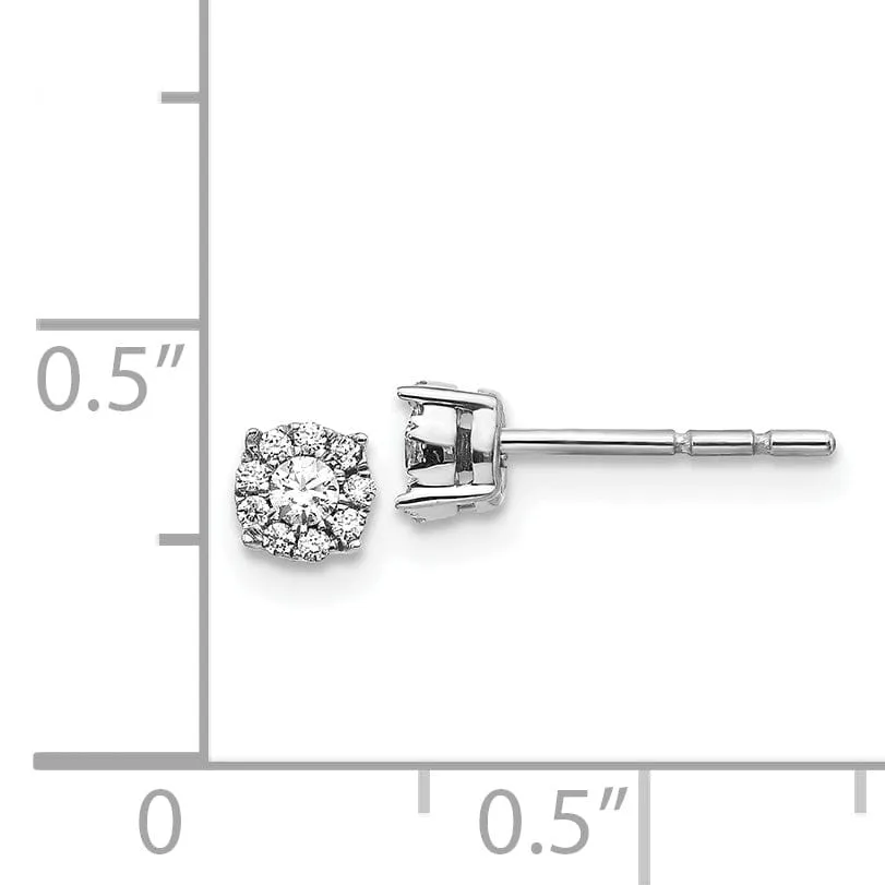 14k White Gold Diamond Cluster Post Stud  Earrings