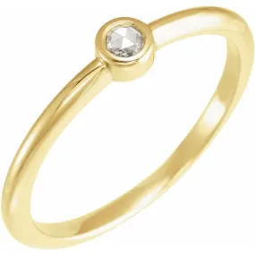 14K Yellow Gold .06 CT Rose-Cut Natural Diamond Stackable Ring