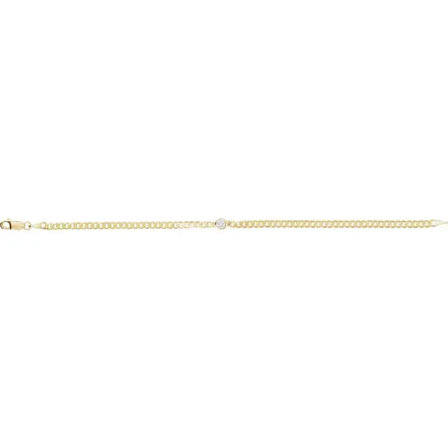 14K Yellow Gold .07 CT Natural Diamond Link Bracelet