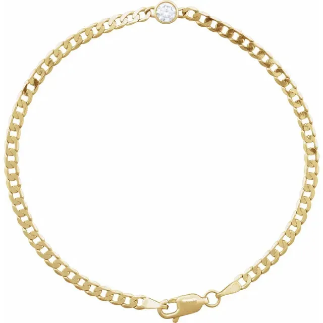 14K Yellow Gold .07 CT Natural Diamond Link Bracelet