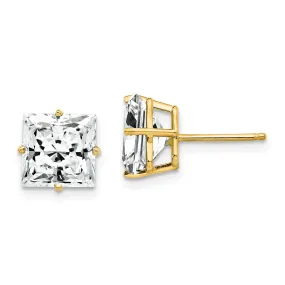 14k Yellow Gold 8MM Princess Cut Cubic Zirconia Ea