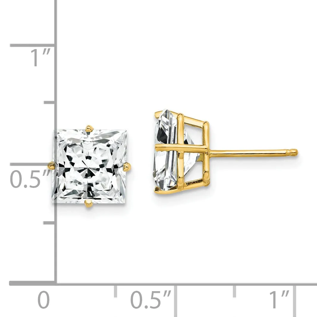 14k Yellow Gold 8MM Princess Cut Cubic Zirconia Ea