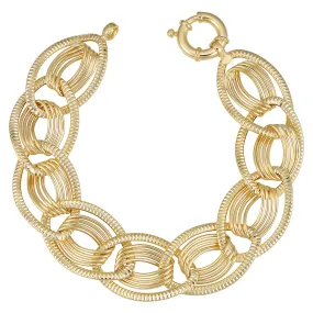 14k Yellow Gold Fancy Oval Link Womens Bracelet, 7.75"