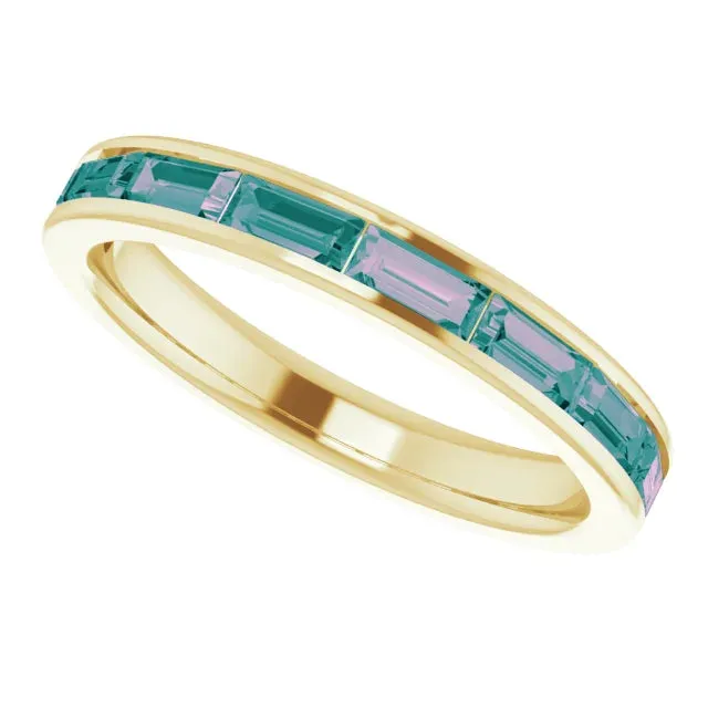 14K Yellow Gold Lab-Grown Alexandrite Stackable Ring