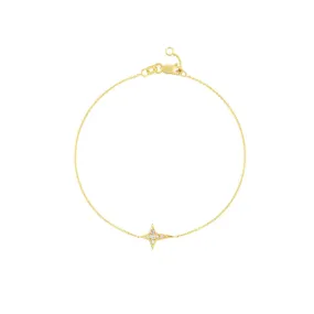 14K Yellow Gold Mini Diamond Tapered Cross Adjustable Bracelet