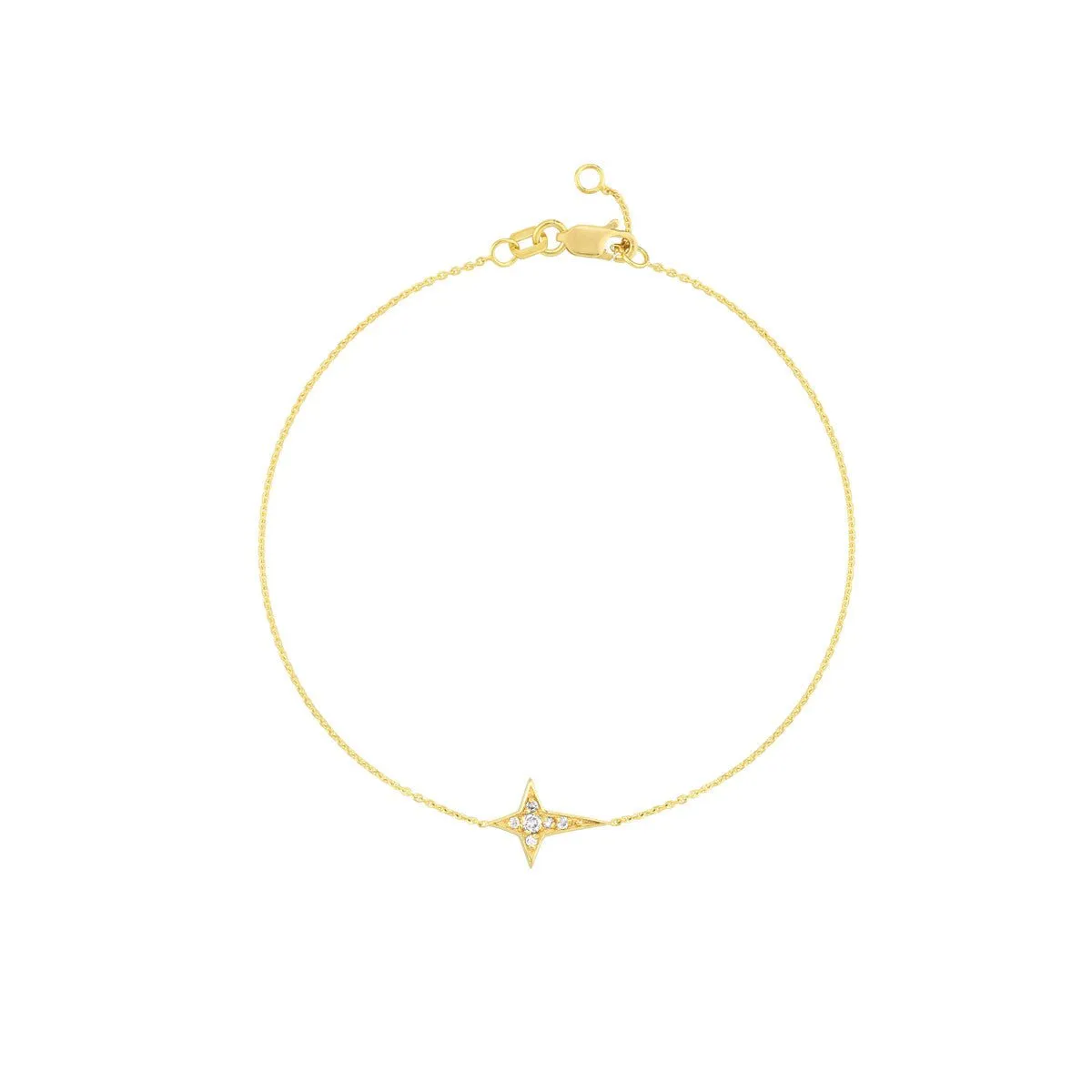 14K Yellow Gold Mini Diamond Tapered Cross Adjustable Bracelet