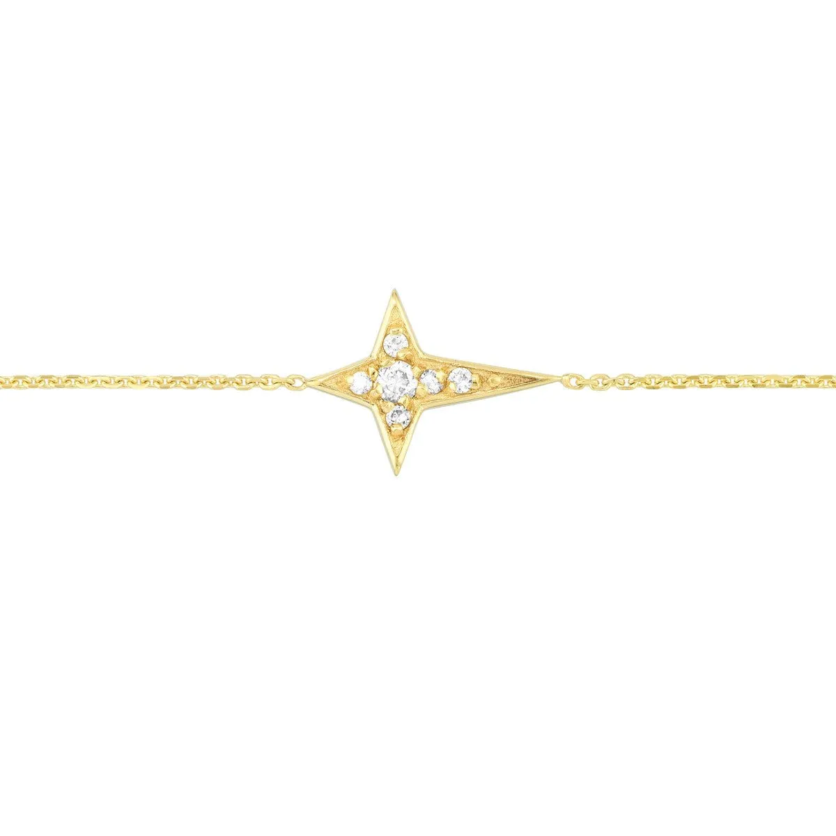 14K Yellow Gold Mini Diamond Tapered Cross Adjustable Bracelet