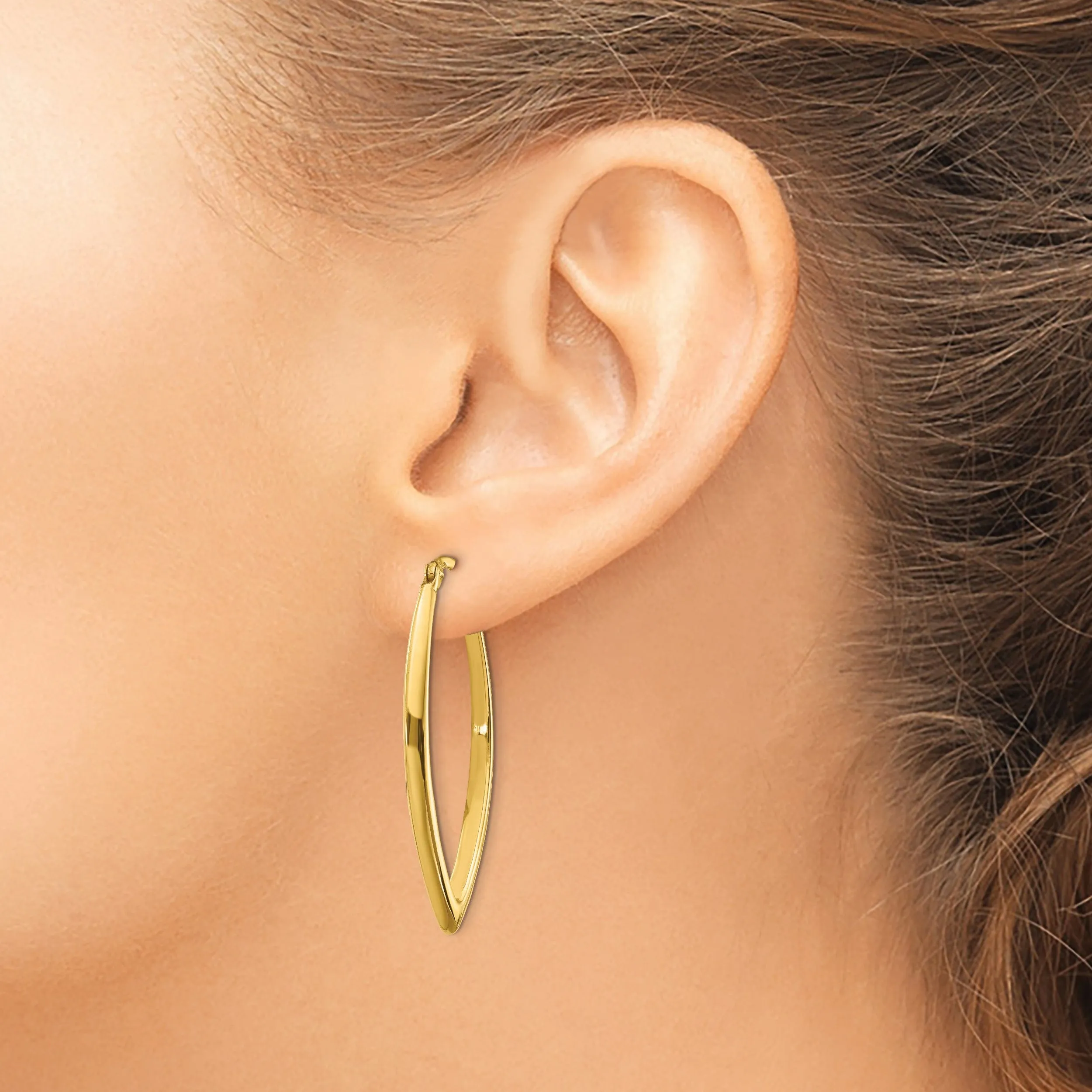 14k Yellow Gold Polished Fancy Hoop Earrings