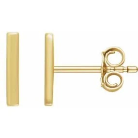 14K Yellow Vertical Bar Earrings