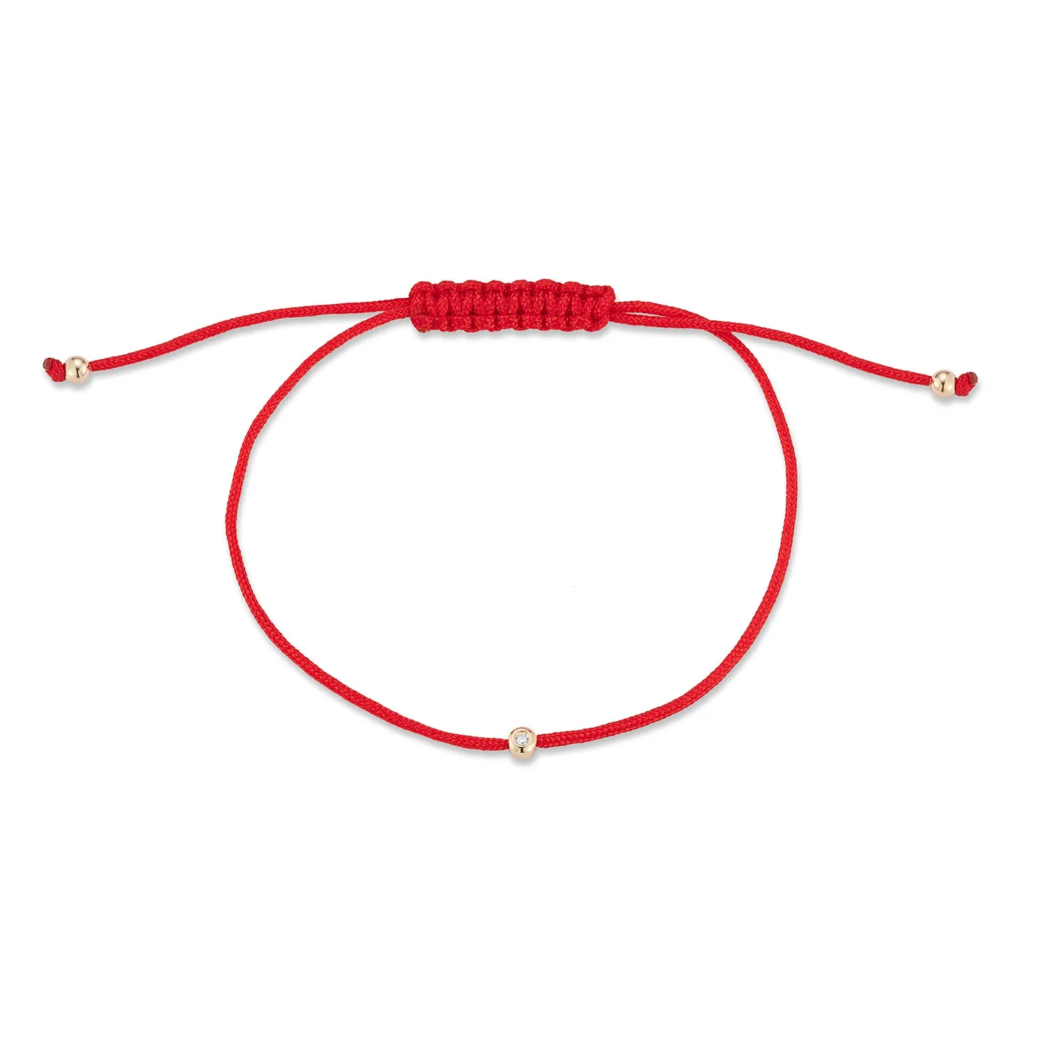 14kt Diamond Dot on Red Nylon Bracelet - Women