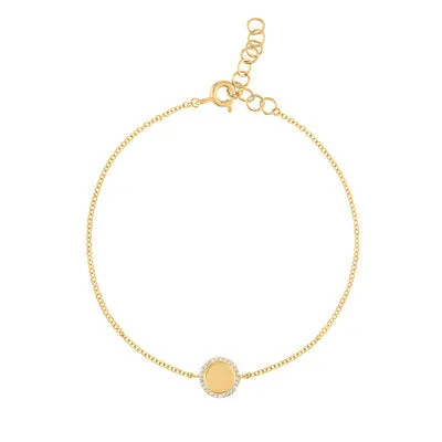 14KT GOLD DIAMOND OUTLINE SHINY DISK BRACELET