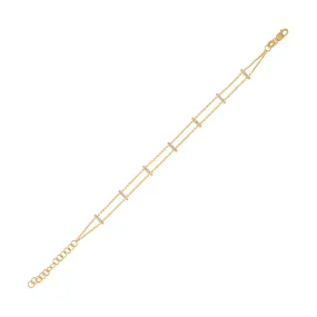 14KT GOLD MINI DIAMOND BARS BRACELET