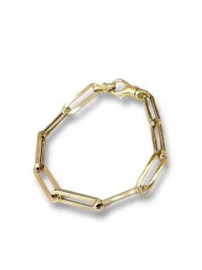 14KT Yellow Gold Paperclip Bracelet - Large Links