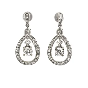 1.53ct 14k White Gold Diamond Drop Earrings